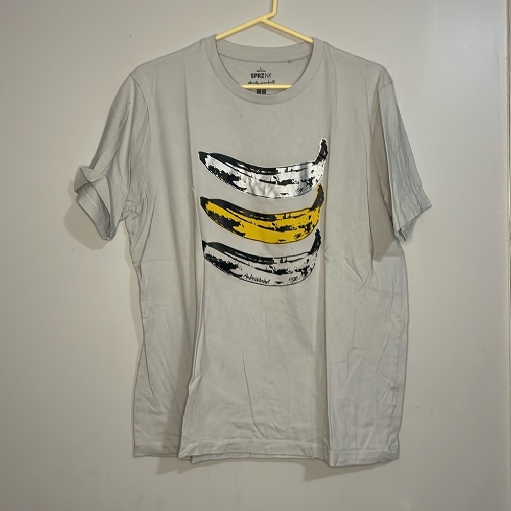 Gray Uniqlo SPRZNY Warhol short sleeve banana tee